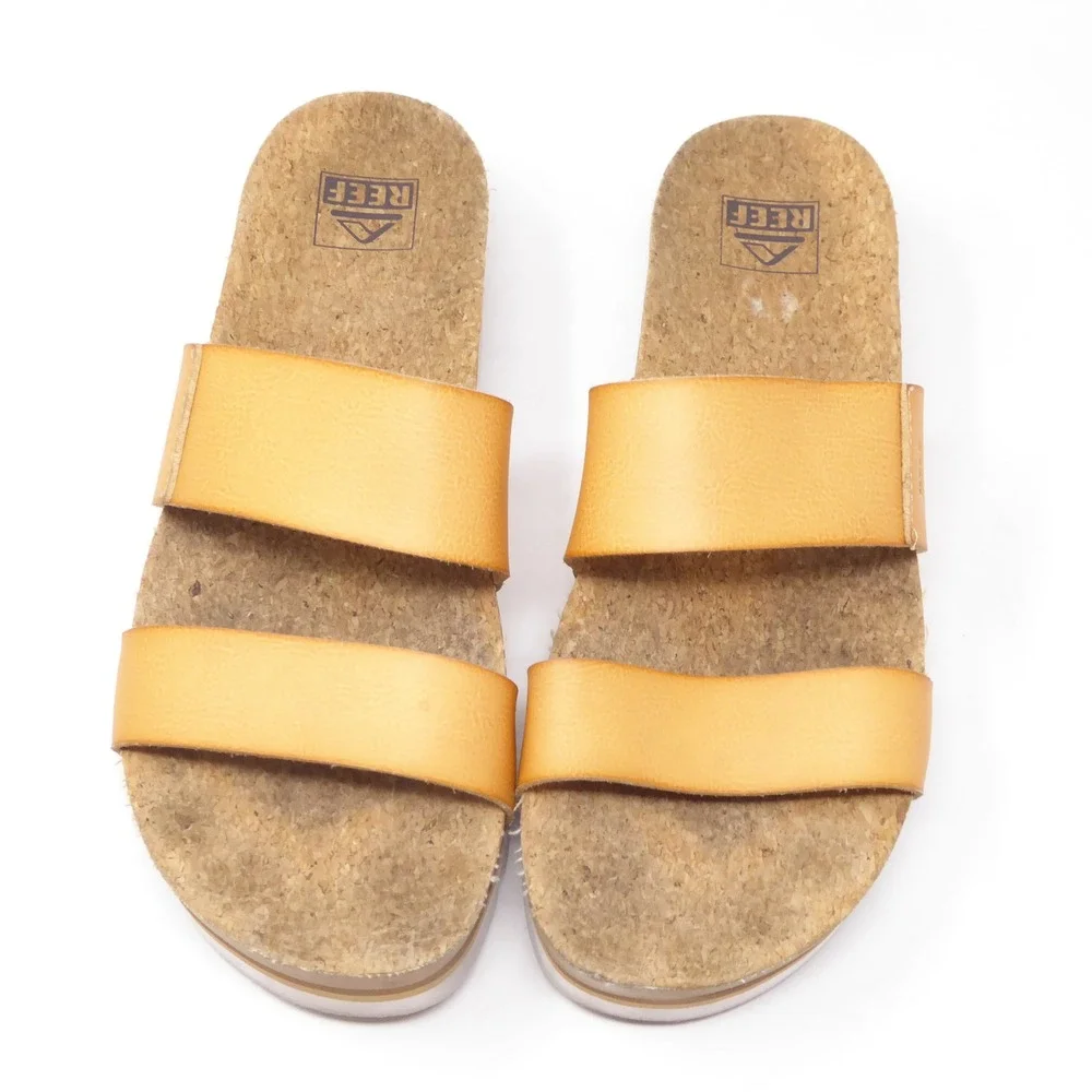 Reef Womens Sandals Tan Cushion Vista Hi Platform Slides 9